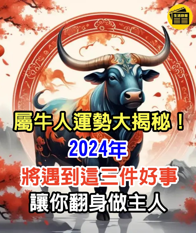 屬牛人運勢大揭秘！2024年你將遇到這三件好事，讓你翻身做主人