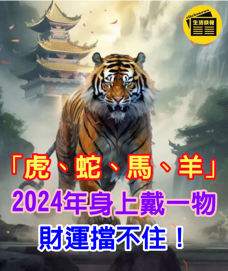 「屬虎、屬蛇、屬馬、屬羊人」2024年身上戴一物，財運擋不住！