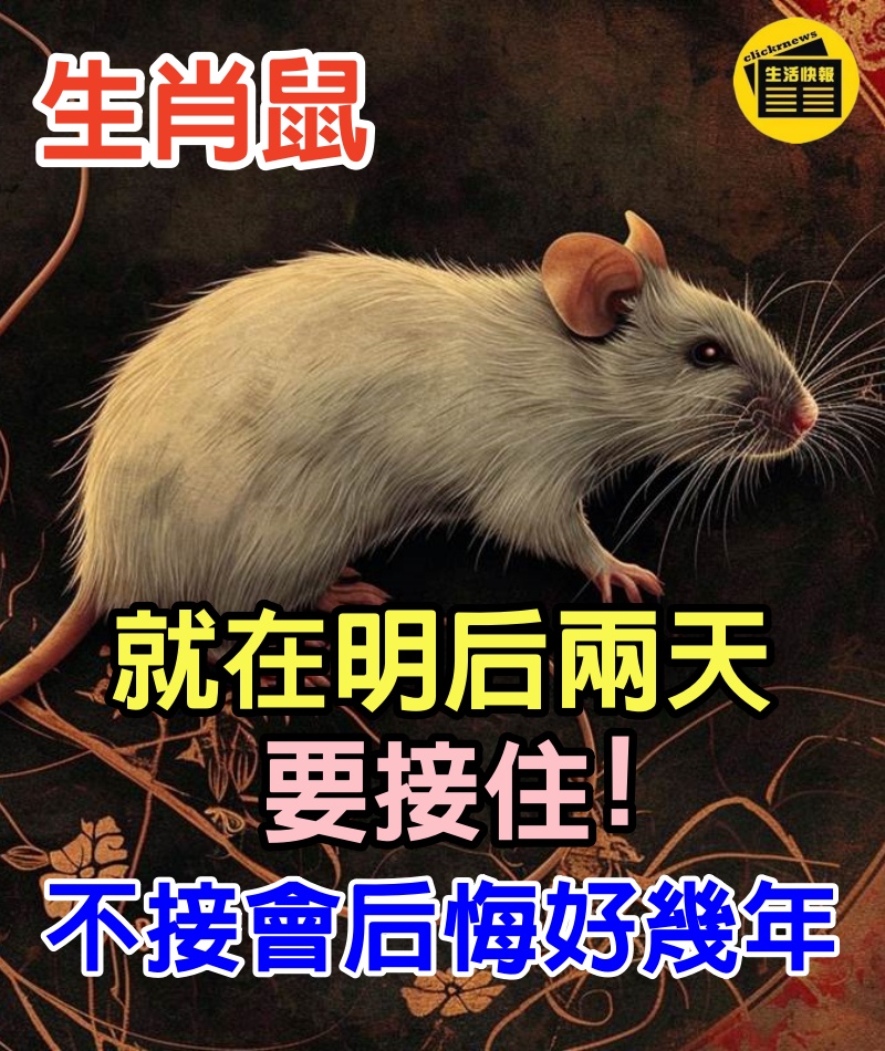 生肖鼠：就在明后兩天，要接住! 光耀門楣特大囍，不接可得后悔好幾年！