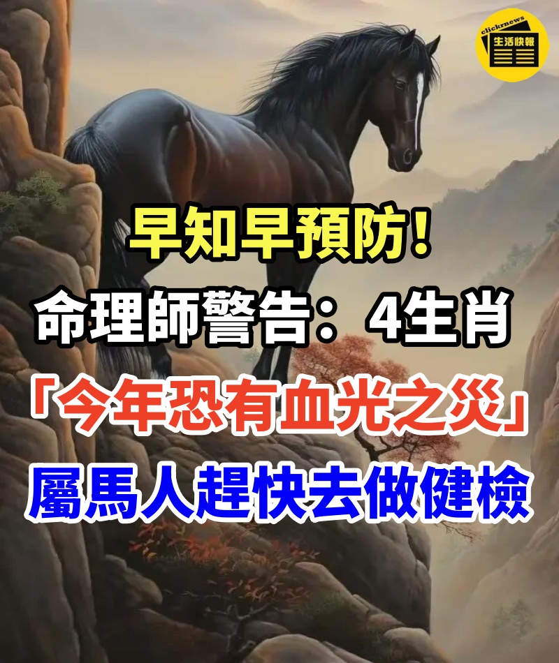 早知早預防！命理師警告：4生肖「今年恐有血光之災」　屬馬人「趕快去做健檢」