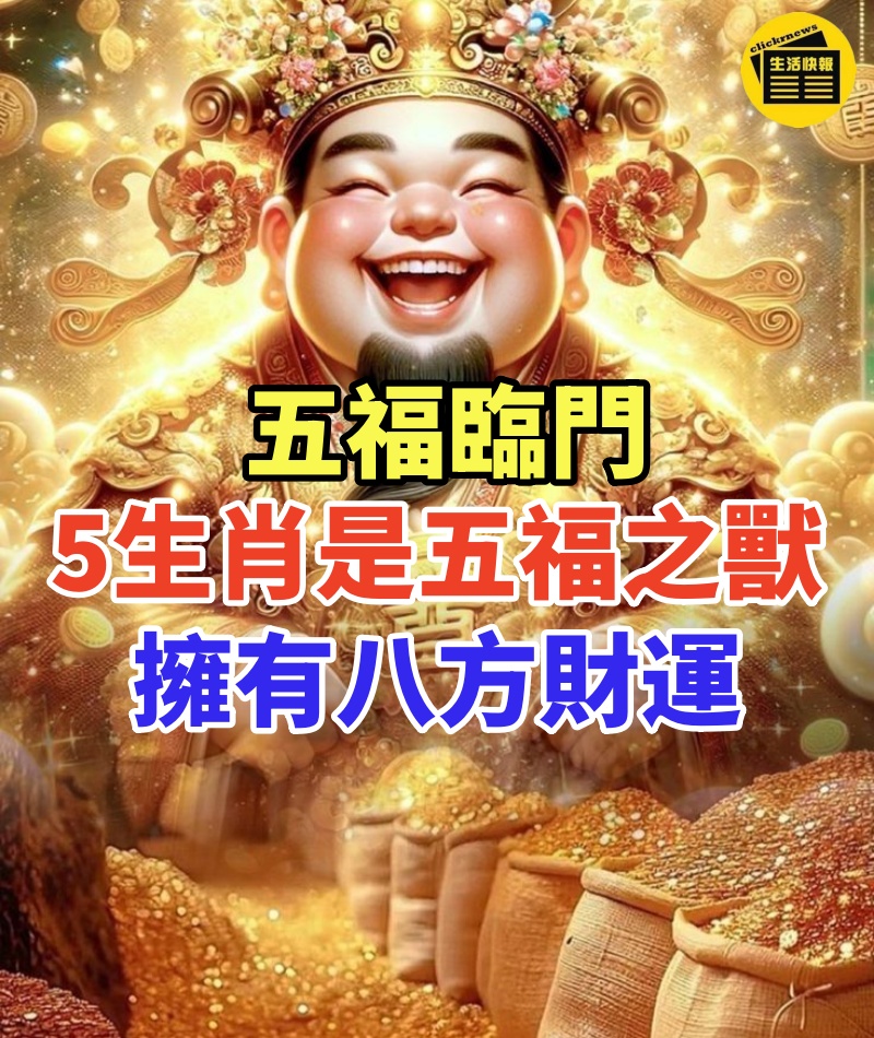 五福臨門! 「5生肖」是五福之獸擁有八方財運「生活美滿」事業蒸蒸日上