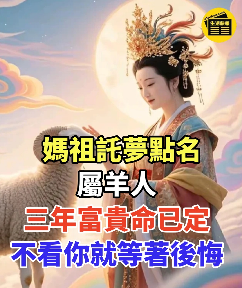 媽祖託夢點名屬羊人!三年富貴命已定,不看你就等著後悔! # 一樓查看完整內文