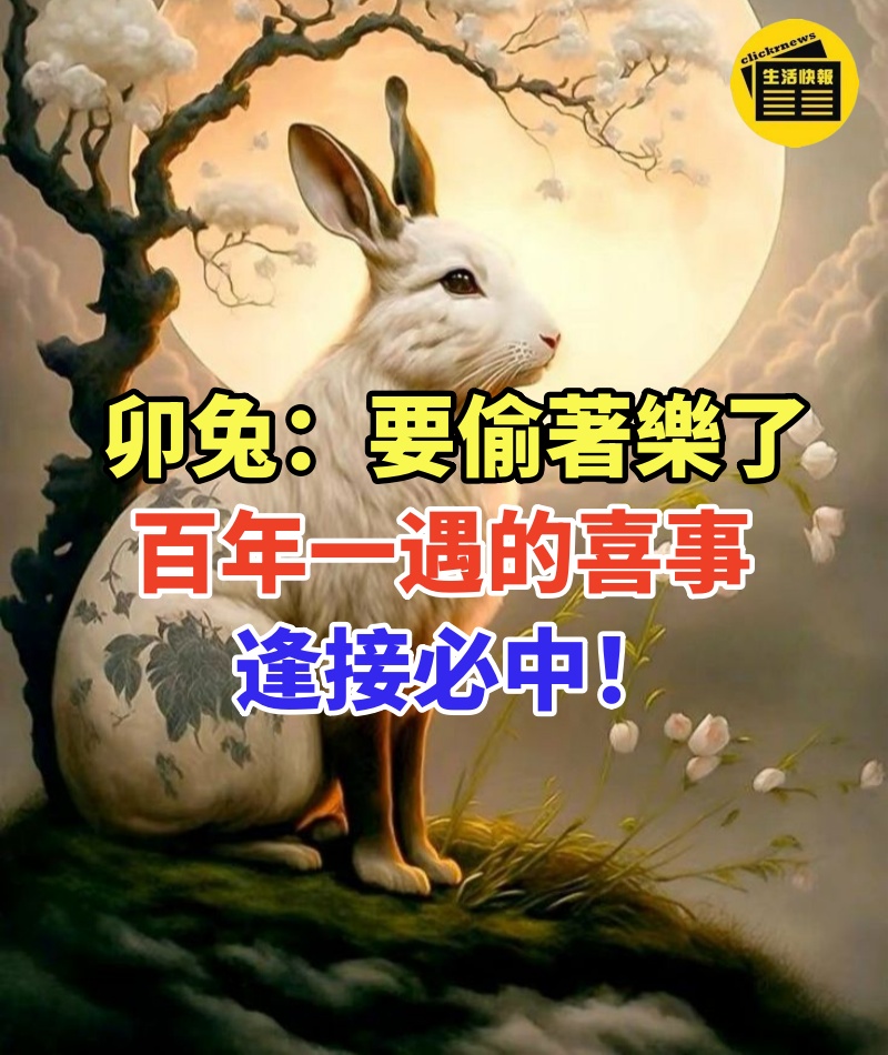 卯兔:要偷著樂了,百年一遇的喜事,逢接必中!