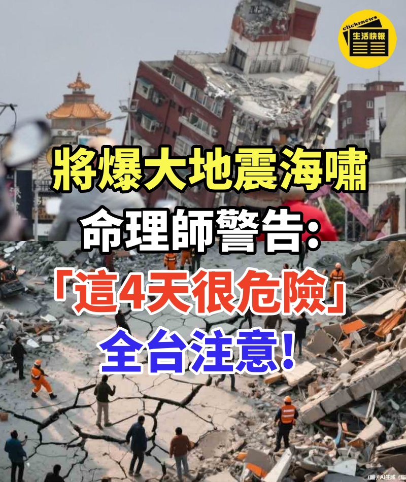 將爆大地震、海嘯!命理師警告「這4天很危險」全台注意! 有三人「恐官位不保」