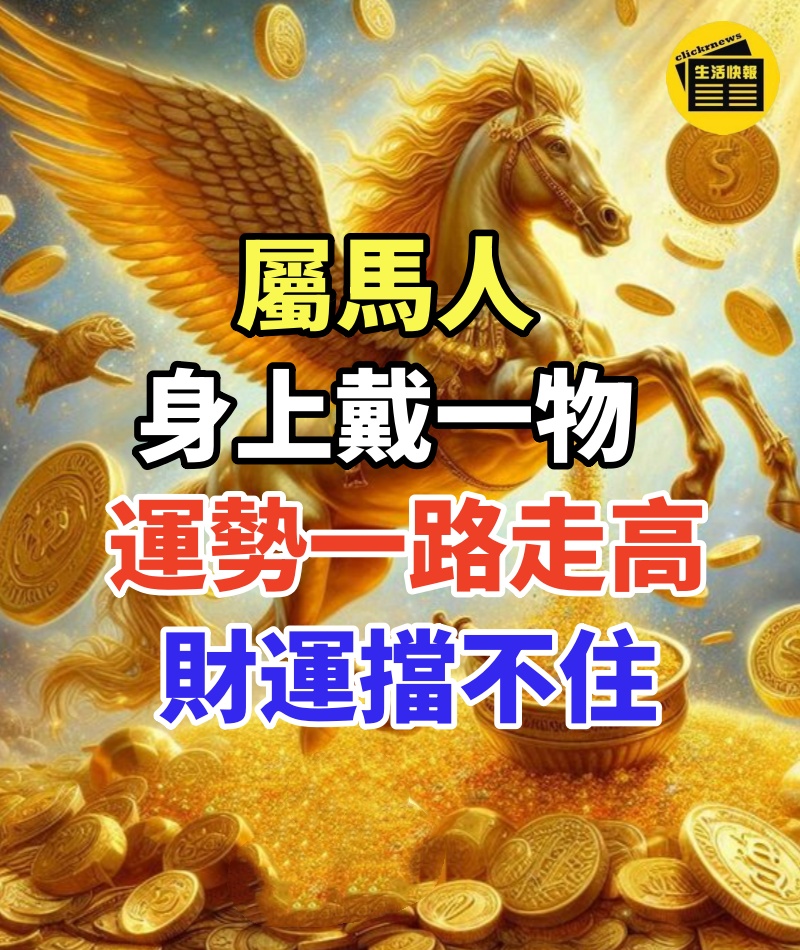 屬馬人身上戴一物,運勢一路走高,財運擋不住,橫財如泉涌