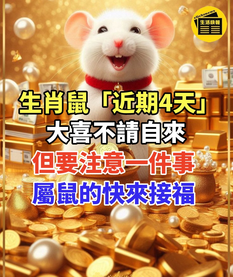 生肖鼠「近期4天」大喜不請自來：但要注意一件事，屬鼠的快來接福.