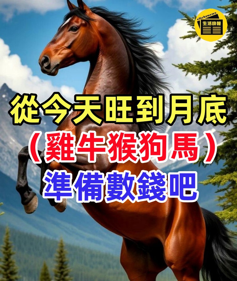 從今天旺到月底(雞牛猴狗馬)從頭旺到腳,準備數錢吧