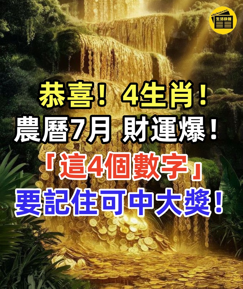 恭喜!4大生肖!農曆7月,財運爆,「這4個數字」一定要記住,買彩券或可中大獎!