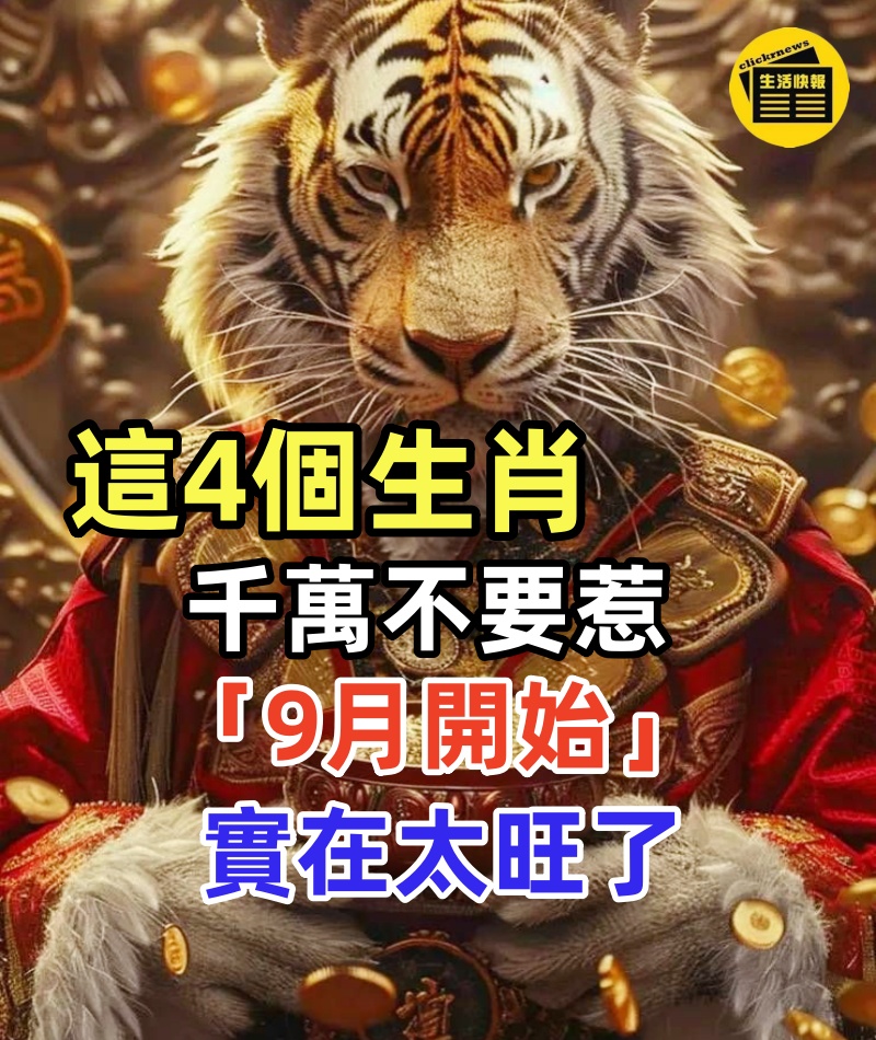 這4個生肖，千萬不要惹「因為他們9月開始」實在太旺了，家裡有一位，錢多到花不完！